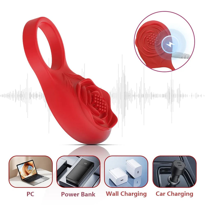 Arousique Silicone Rose Massager for Women Silicone Rose Massager Massager (Red)